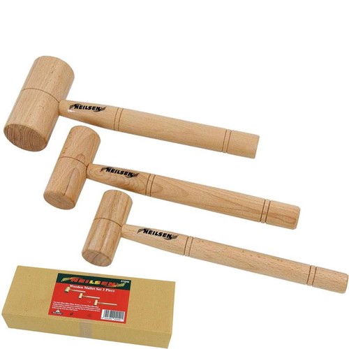 Neilsen 3pc wooden mallet - wooden,